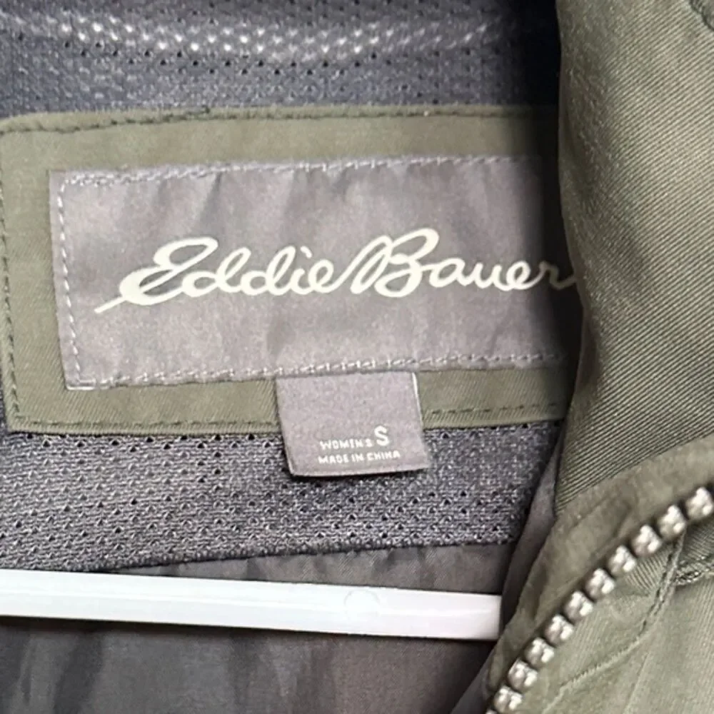 Eddie Bauer Women's Girl On The Go Insulated Trench Coat Small Waterproof Green